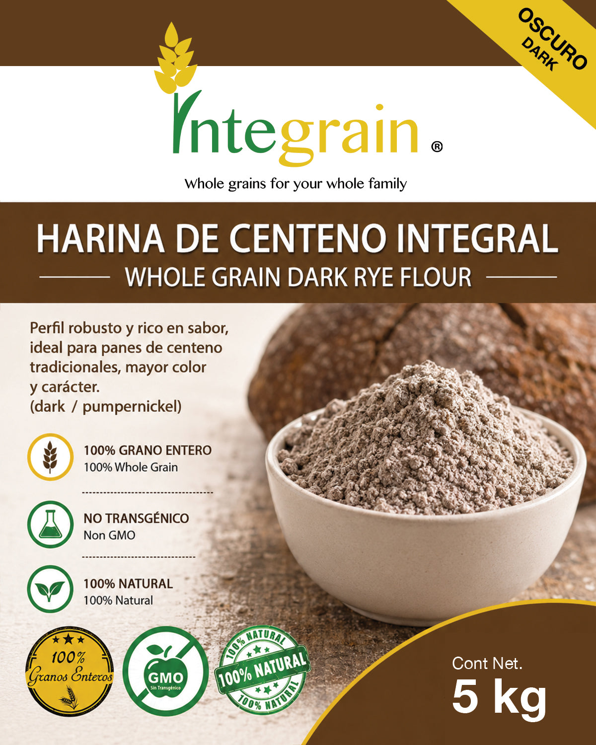 Harina de Centeno Integral Oscuro