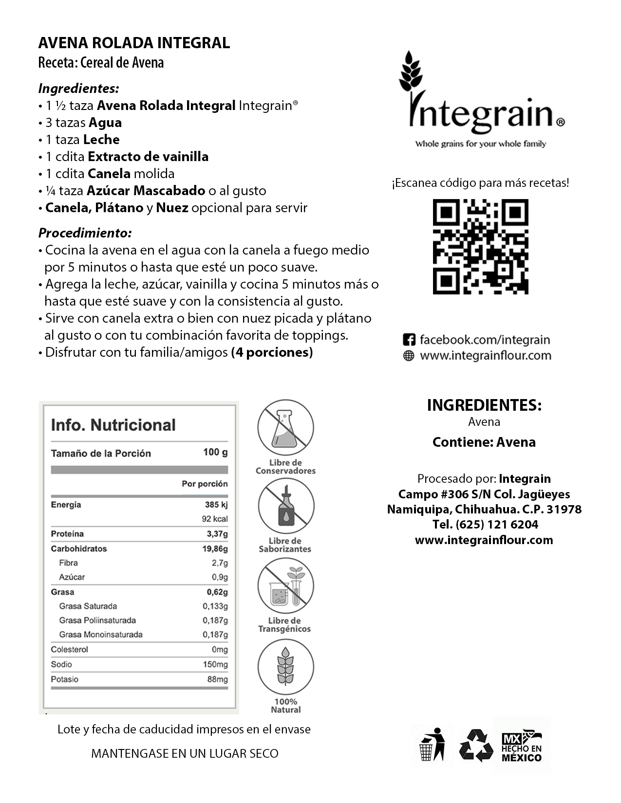 Avena Rolada Integral