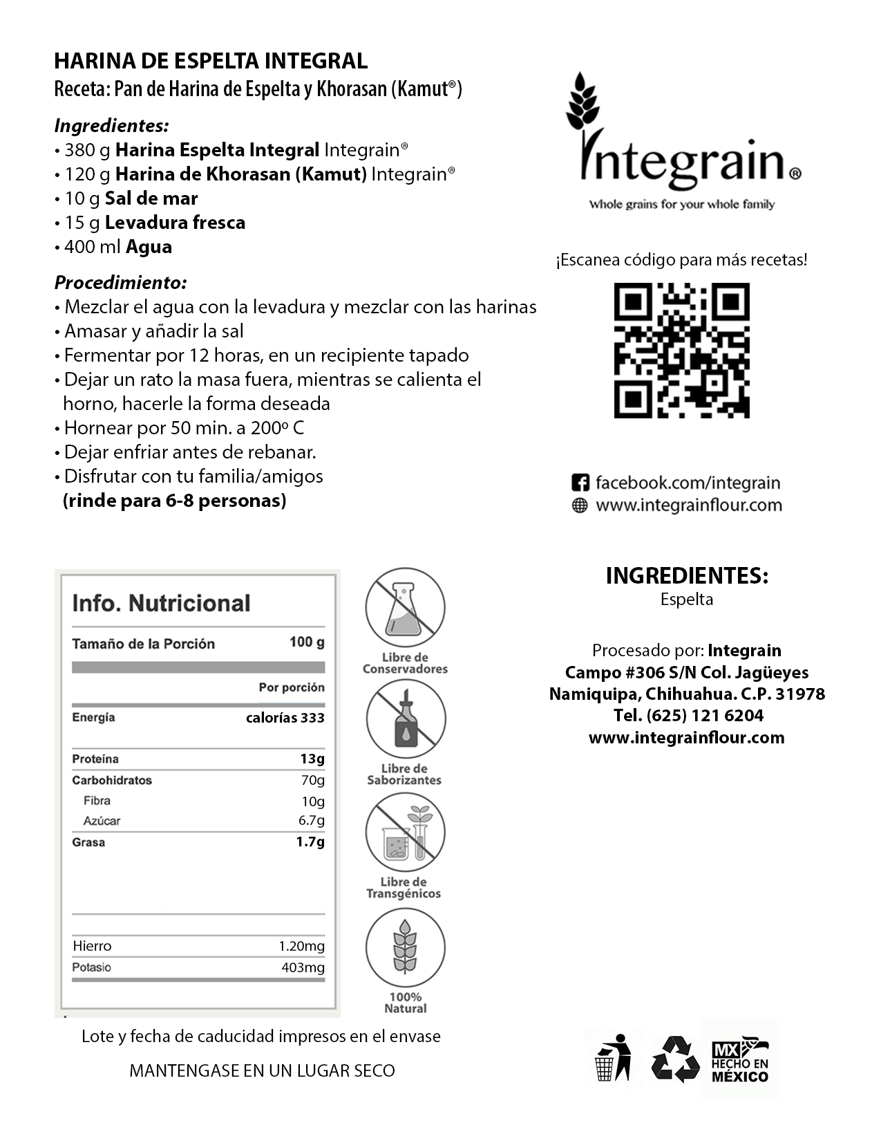 Harina de Espelta Integral