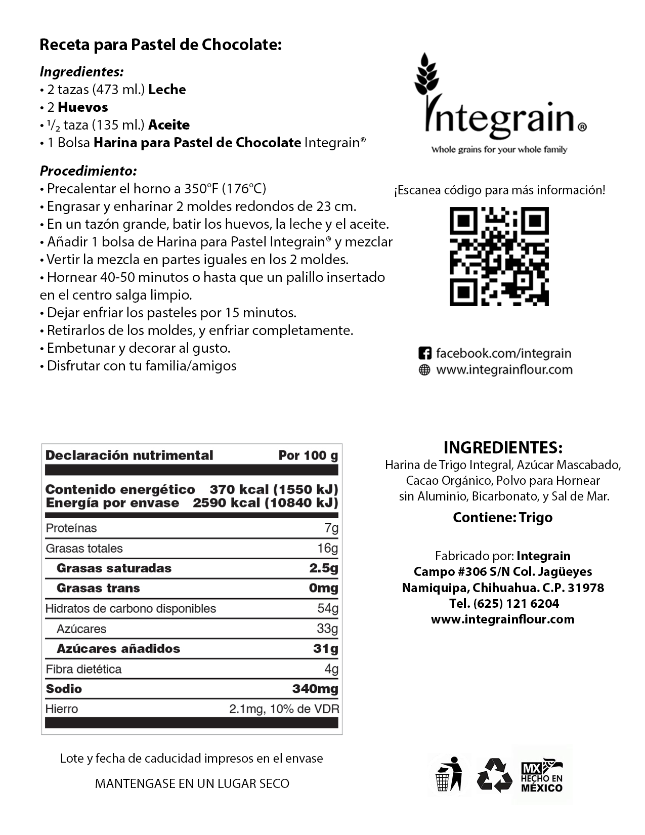 Harina para Pastel de Chocolate