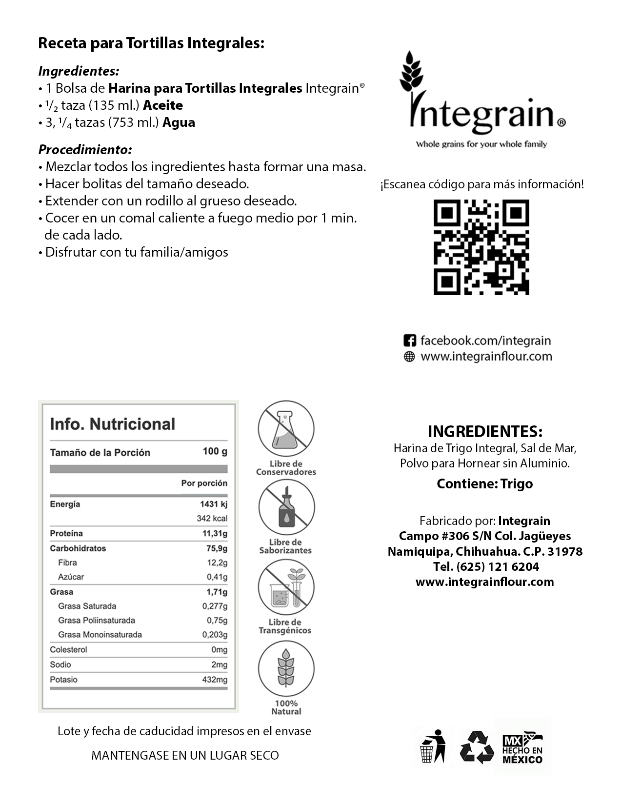 Harina para Tortillas Integrales
