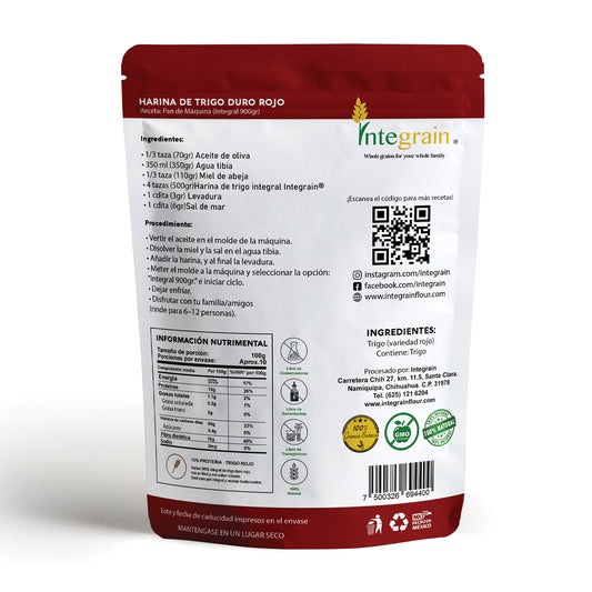 Harina de Trigo Duro Rojo Integral  (13% proteína)