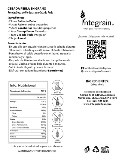 Cebada Perla en Grano