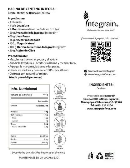 Harina de Centeno Integral