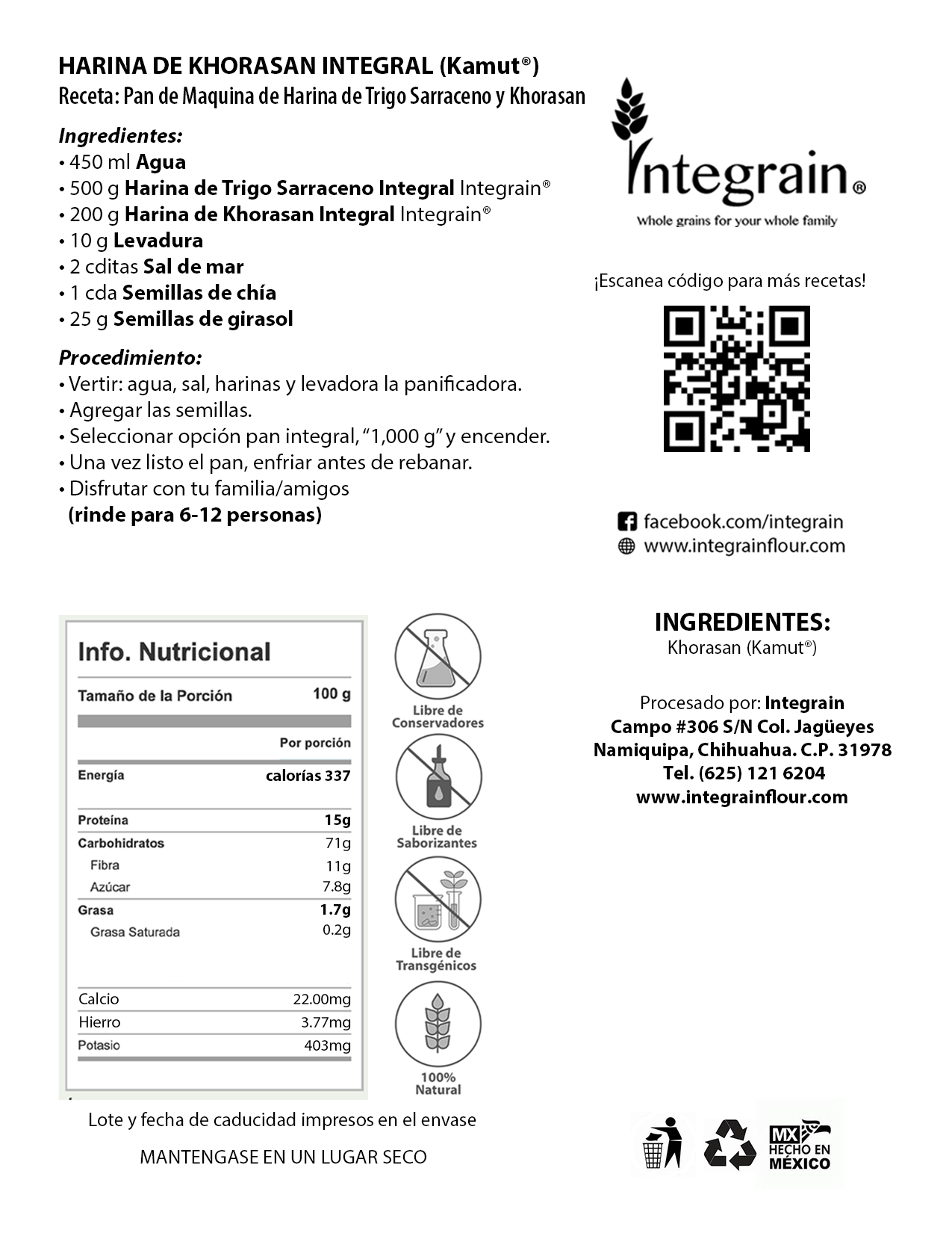 Harina de Khorasan Integral (Kamut®)