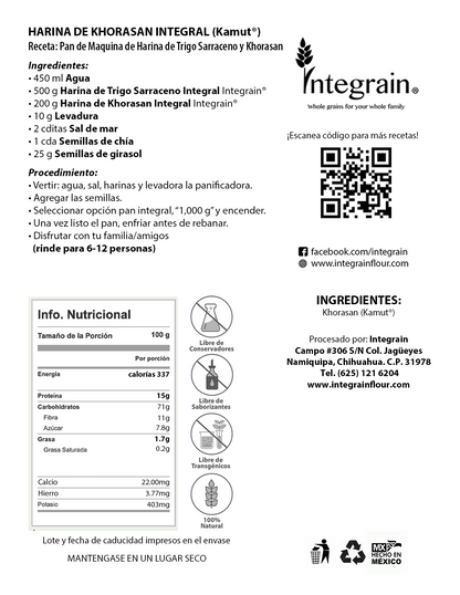 Harina de Khorasan Integral (Kamut®)